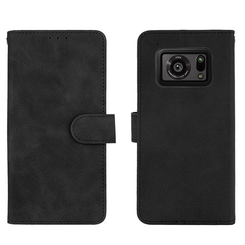 Leather Case Stands Flip Cover Holder L01Z for Sharp Aquos R6 Black