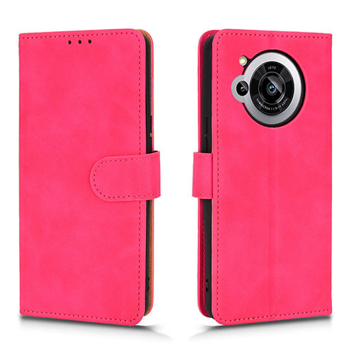 Leather Case Stands Flip Cover Holder L01Z for Sharp Aquos R7 Hot Pink