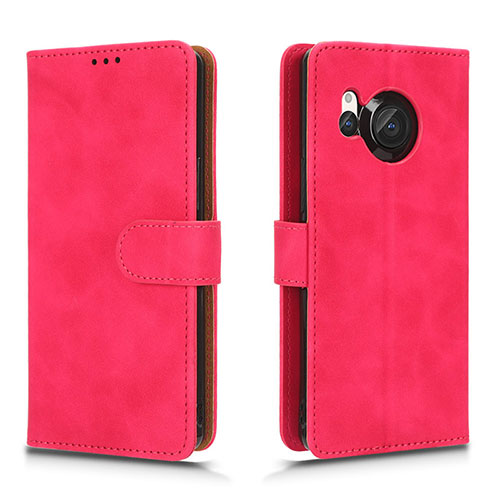 Leather Case Stands Flip Cover Holder L01Z for Sharp Aquos R8 Hot Pink