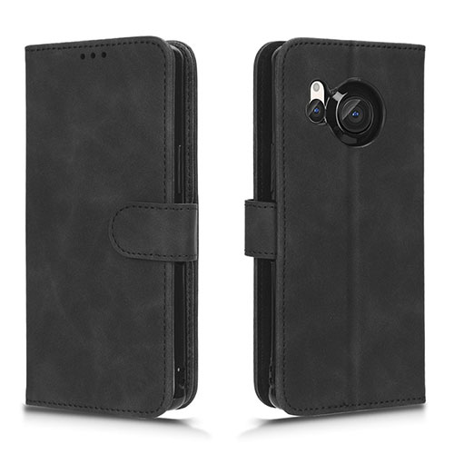 Leather Case Stands Flip Cover Holder L01Z for Sharp Aquos R8s Black