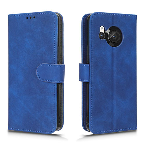 Leather Case Stands Flip Cover Holder L01Z for Sharp Aquos R8s Blue