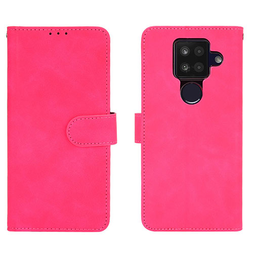 Leather Case Stands Flip Cover Holder L01Z for Sharp Aquos Sense4 Plus Hot Pink