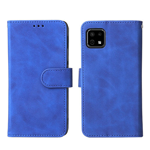 Leather Case Stands Flip Cover Holder L01Z for Sharp Aquos Sense6s Blue