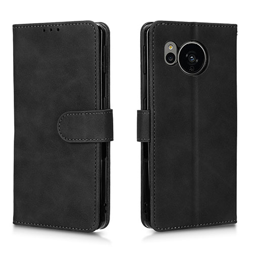 Leather Case Stands Flip Cover Holder L01Z for Sharp Aquos Sense7 Plus Black