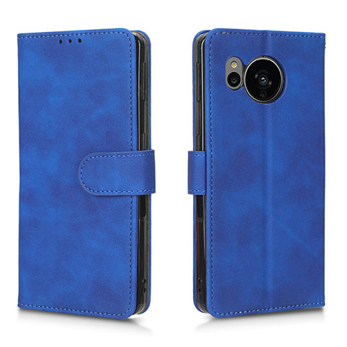 Leather Case Stands Flip Cover Holder L01Z for Sharp Aquos Sense7 Plus Blue