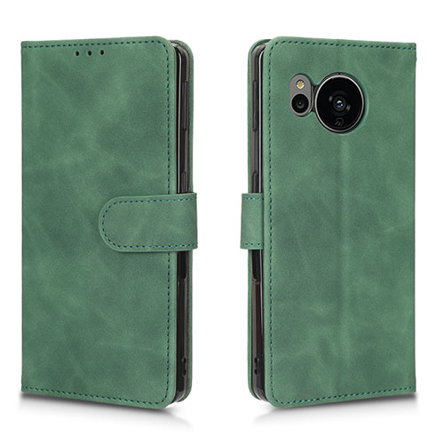 Leather Case Stands Flip Cover Holder L01Z for Sharp Aquos Sense7 Plus Green