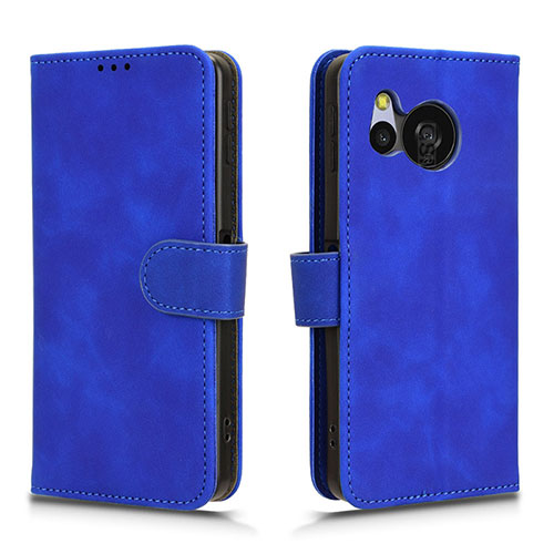 Leather Case Stands Flip Cover Holder L01Z for Sharp Aquos Sense8 Blue