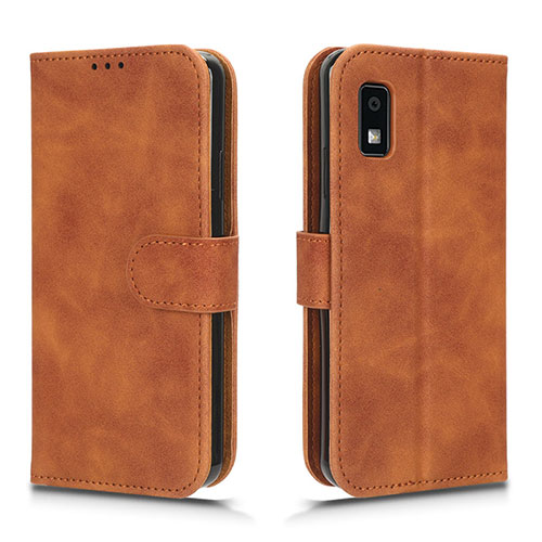 Leather Case Stands Flip Cover Holder L01Z for Sharp Aquos wish3 Brown