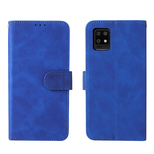 Leather Case Stands Flip Cover Holder L01Z for Sharp Aquos Zero6 Blue