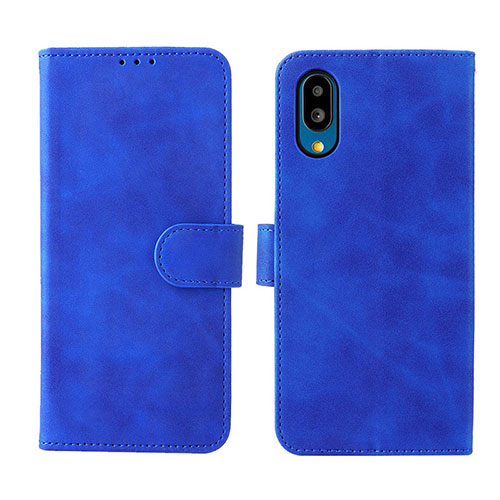 Leather Case Stands Flip Cover Holder L01Z for Sharp Simple Sumaho 6 Blue