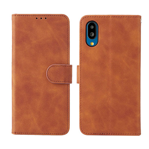 Leather Case Stands Flip Cover Holder L01Z for Sharp Simple Sumaho 6 Brown