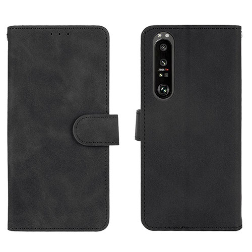 Leather Case Stands Flip Cover Holder L01Z for Sony Xperia 1 III Black