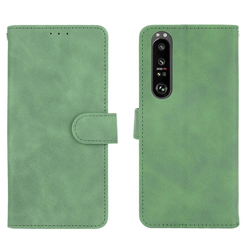 Leather Case Stands Flip Cover Holder L01Z for Sony Xperia 1 III Green