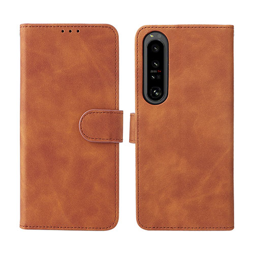 Leather Case Stands Flip Cover Holder L01Z for Sony Xperia 1 IV Brown