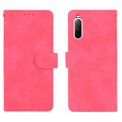 Leather Case Stands Flip Cover Holder L01Z for Sony Xperia 10 II Hot Pink