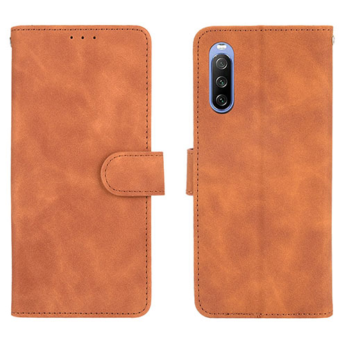 Leather Case Stands Flip Cover Holder L01Z for Sony Xperia 10 III SO-52B Brown