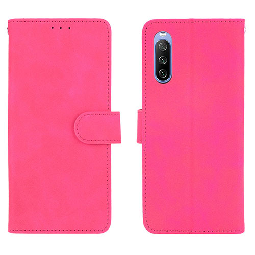 Leather Case Stands Flip Cover Holder L01Z for Sony Xperia 10 III SO-52B Hot Pink