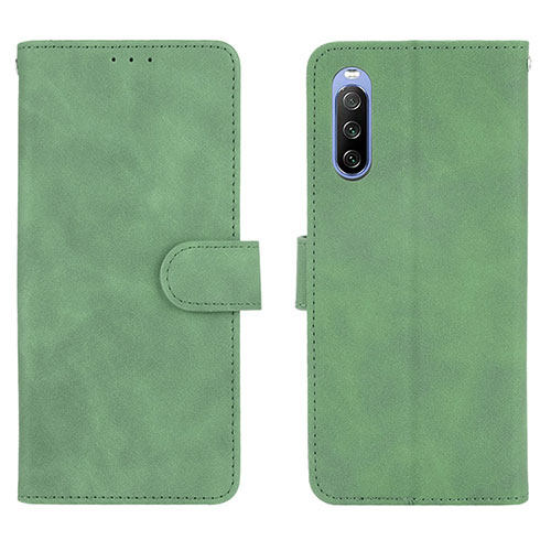 Leather Case Stands Flip Cover Holder L01Z for Sony Xperia 10 III SOG04 Green