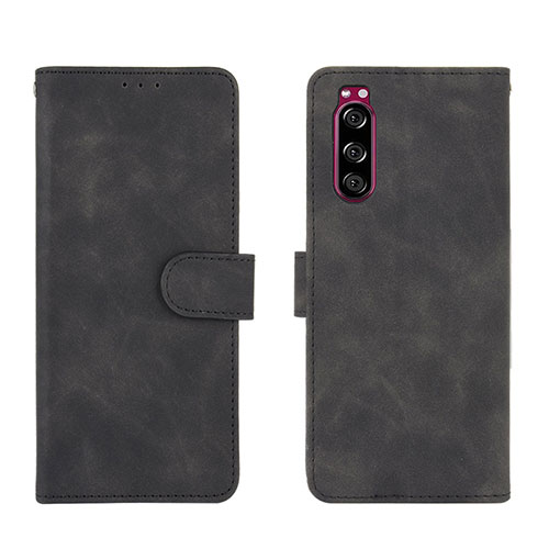 Leather Case Stands Flip Cover Holder L01Z for Sony Xperia 5 Black