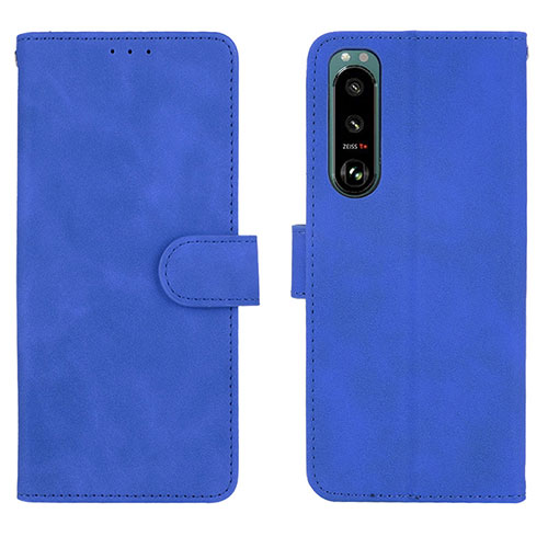 Leather Case Stands Flip Cover Holder L01Z for Sony Xperia 5 III SO-53B Blue