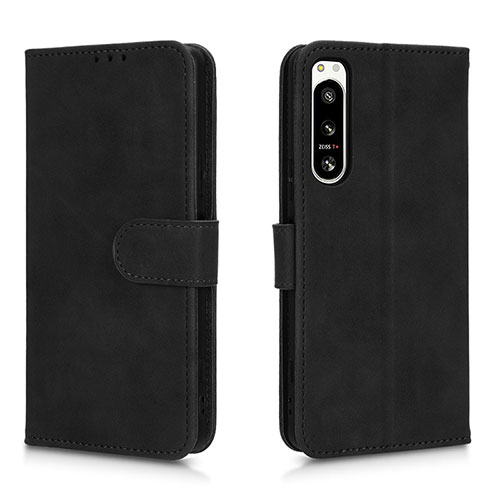 Leather Case Stands Flip Cover Holder L01Z for Sony Xperia 5 IV Black