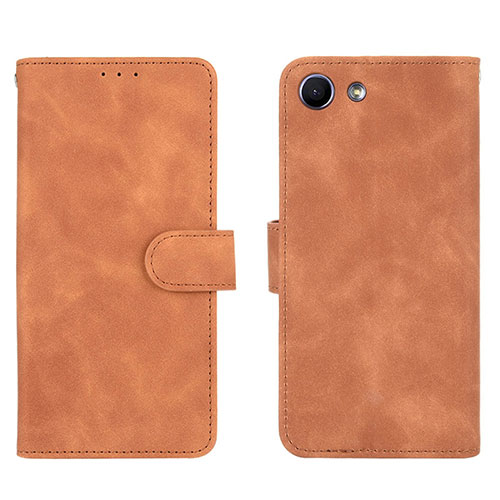 Leather Case Stands Flip Cover Holder L01Z for Sony Xperia Ace Brown