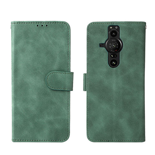 Leather Case Stands Flip Cover Holder L01Z for Sony Xperia PRO-I Green