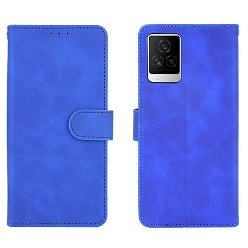 Leather Case Stands Flip Cover Holder L01Z for Vivo iQOO 7 5G Blue