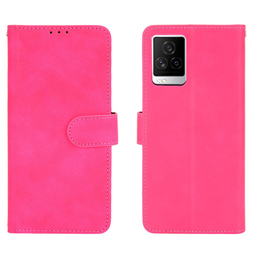 Leather Case Stands Flip Cover Holder L01Z for Vivo iQOO 7 5G Hot Pink