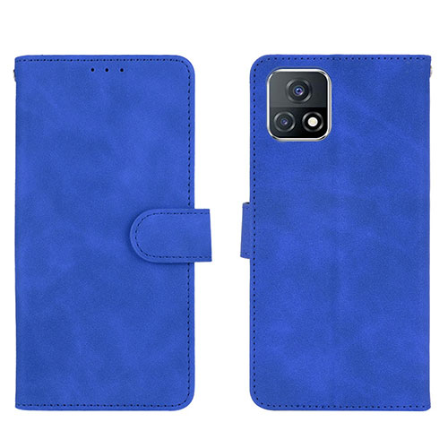 Leather Case Stands Flip Cover Holder L01Z for Vivo iQOO U3 5G Blue