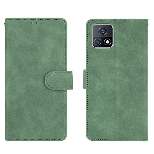Leather Case Stands Flip Cover Holder L01Z for Vivo iQOO U3 5G Green