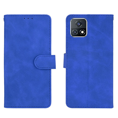 Leather Case Stands Flip Cover Holder L01Z for Vivo iQOO U3x 5G Blue