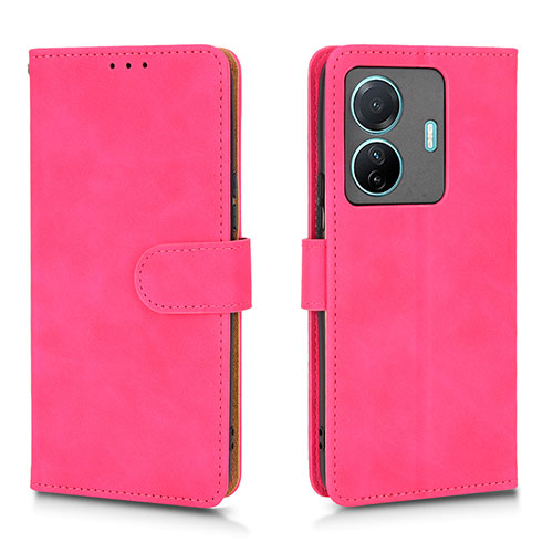 Leather Case Stands Flip Cover Holder L01Z for Vivo iQOO Z6 Pro 5G Hot Pink