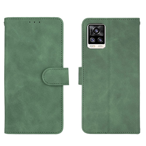 Leather Case Stands Flip Cover Holder L01Z for Vivo V20 (2021) Green