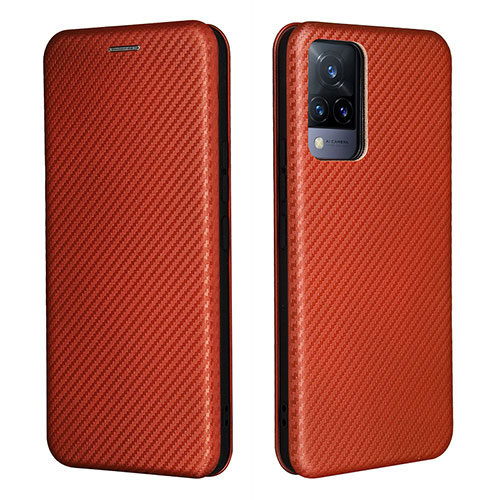 Leather Case Stands Flip Cover Holder L01Z for Vivo V21 5G Brown