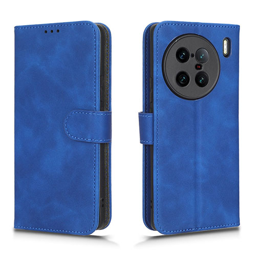 Leather Case Stands Flip Cover Holder L01Z for Vivo X90 Pro+ Plus 5G Blue