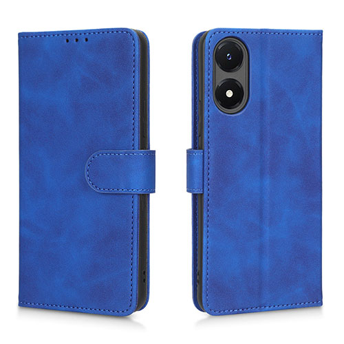 Leather Case Stands Flip Cover Holder L01Z for Vivo Y02S Blue