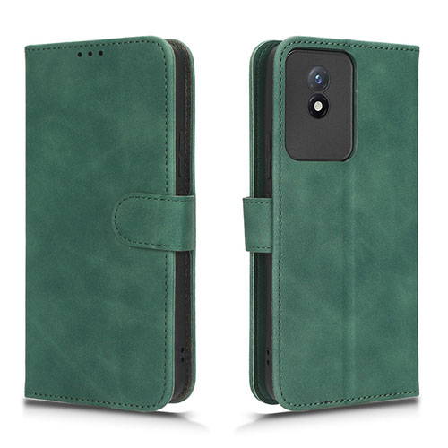 Leather Case Stands Flip Cover Holder L01Z for Vivo Y11 (2023) Green