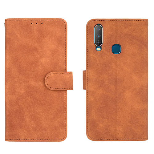 Leather Case Stands Flip Cover Holder L01Z for Vivo Y11 Brown