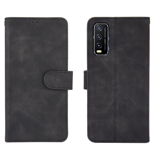 Leather Case Stands Flip Cover Holder L01Z for Vivo Y12s (2021) Black