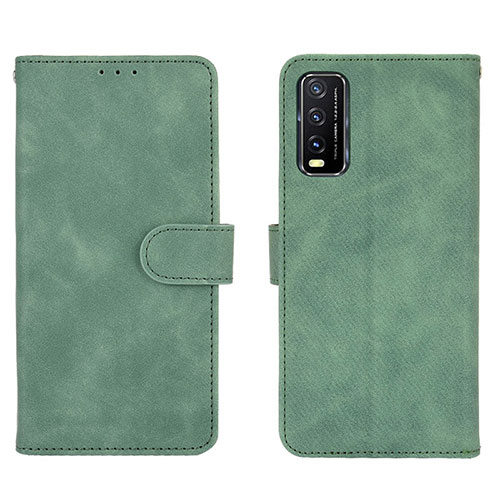 Leather Case Stands Flip Cover Holder L01Z for Vivo Y12s (2021) Green