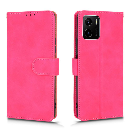 Leather Case Stands Flip Cover Holder L01Z for Vivo Y15C Hot Pink