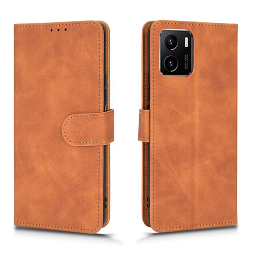 Leather Case Stands Flip Cover Holder L01Z for Vivo Y15S Brown