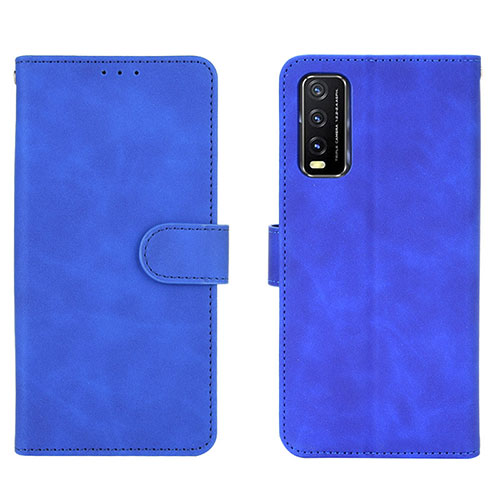 Leather Case Stands Flip Cover Holder L01Z for Vivo Y20G Blue