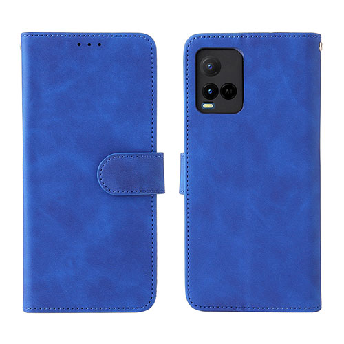 Leather Case Stands Flip Cover Holder L01Z for Vivo Y21a Blue