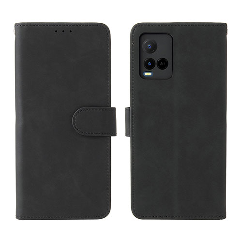 Leather Case Stands Flip Cover Holder L01Z for Vivo Y21G Black