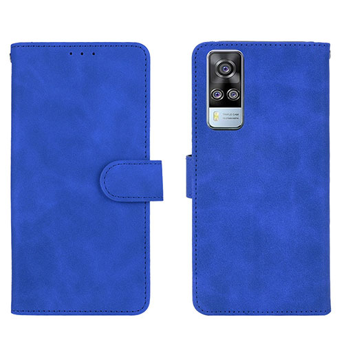 Leather Case Stands Flip Cover Holder L01Z for Vivo Y31 (2021) Blue