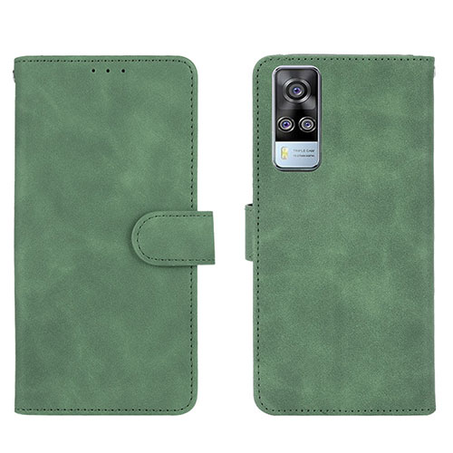 Leather Case Stands Flip Cover Holder L01Z for Vivo Y31 (2021) Green