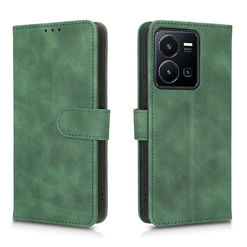 Leather Case Stands Flip Cover Holder L01Z for Vivo Y35 4G Green