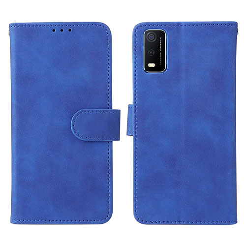 Leather Case Stands Flip Cover Holder L01Z for Vivo Y3s (2021) Blue